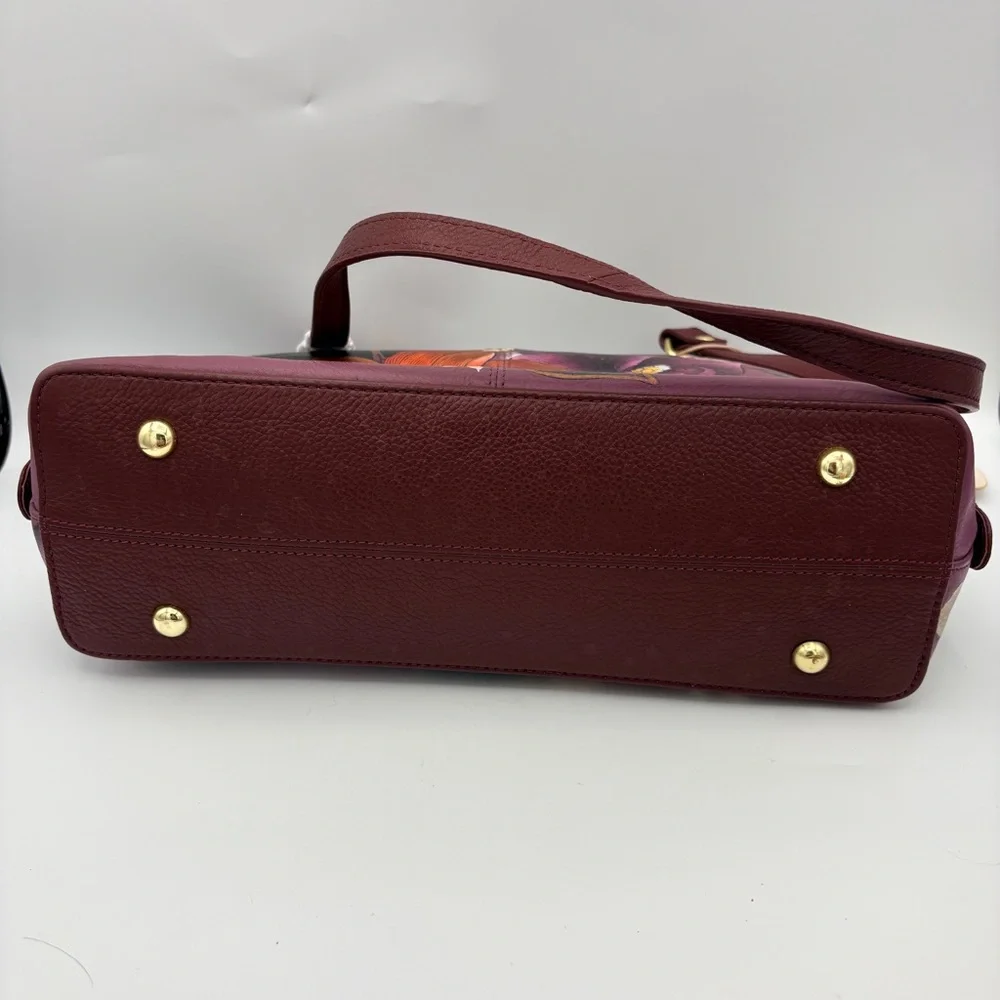 Anuschka Hand-Painted Floral Dome Shoulder Bag in Plum NWT - Picture 4 of 10